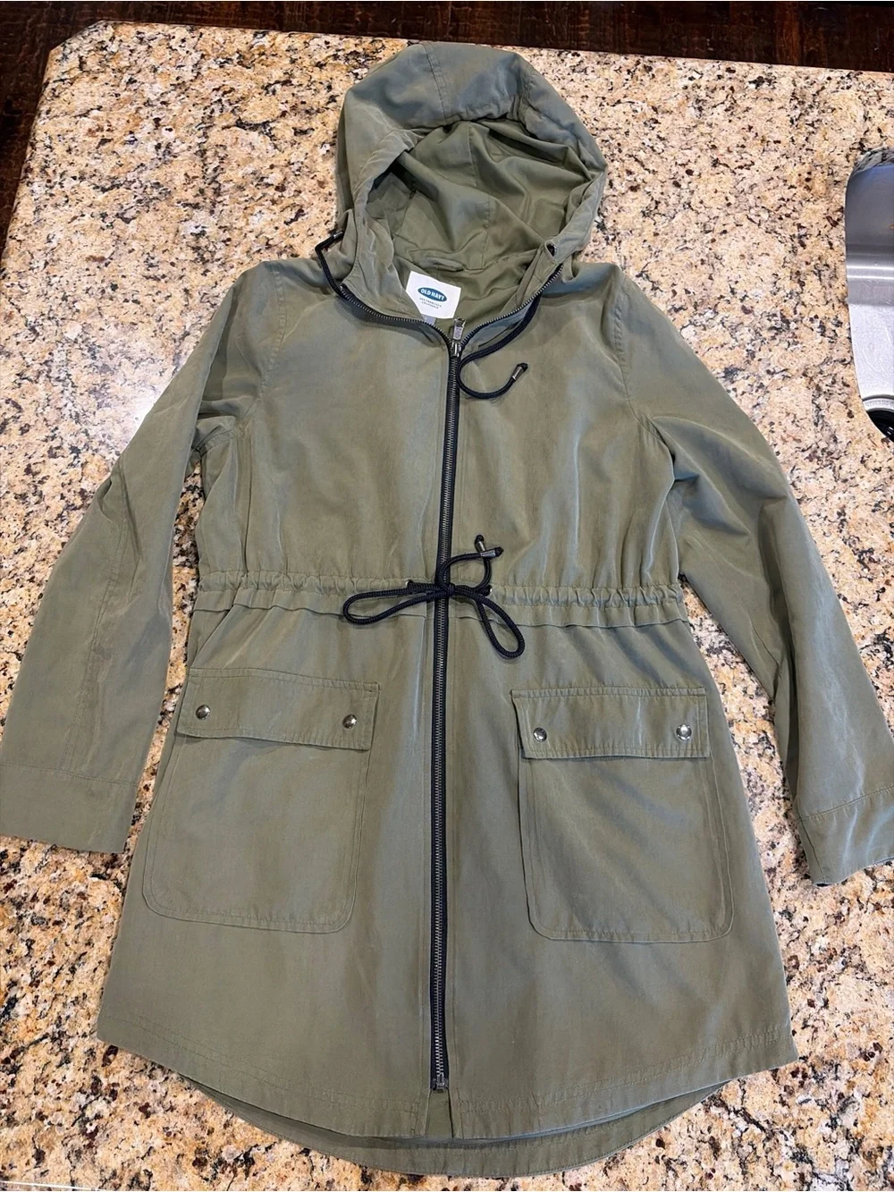 Old Navy Olive Green Hooded Drawstring Utility Jacket - Women's